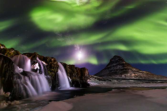 Northern Light, Aurora borealis at Kirkjufell in Iceland